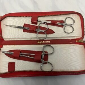 Vintage Griffon shears Grooming Set Red Case Made in Austria Stainless Steel